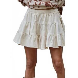 NEW BY TOGETHER tiered corduroy skirt in beige
